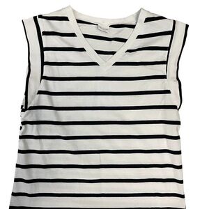 Striped Sleeveless Small Women’s Top - Black&White - 95% Cotton 5% Spandex